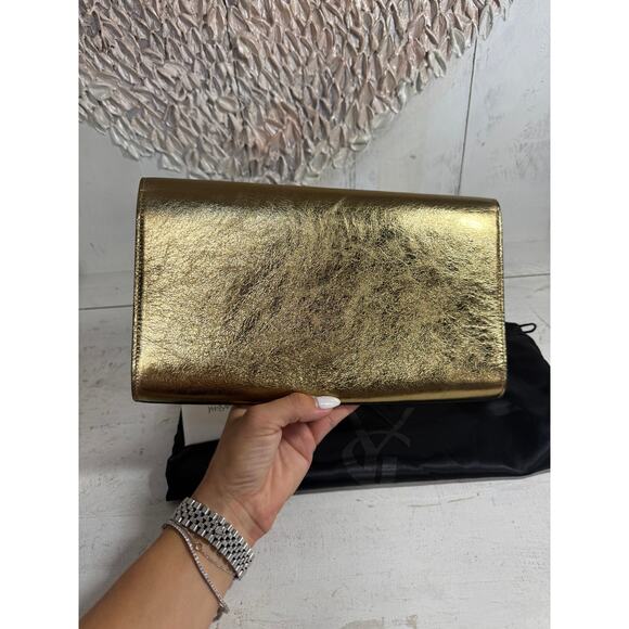 NWT Saint Laurent Metallic Calfskin Monogram Belle De Jour Clutch Gold Large - Picture 6 of 6